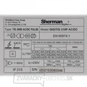 Sherman DIGITIG 216P AC/DC + Horák + Zemniaci kábel + Plynová hadica + Sada náhradných dielov + Ventil + Argon fľaša PLNÁ náhled