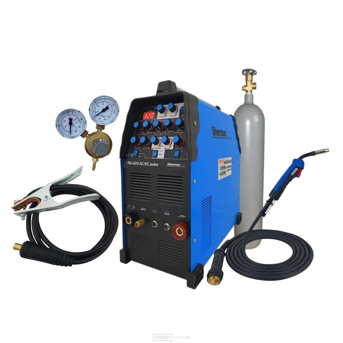 Sherman Zvárací Invertor TIG 320 AC/DC Pulse + Ventil + plná Argon fľaša