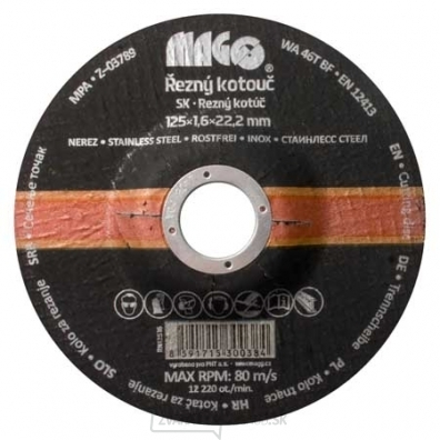 Rezný kotúč na nerez 125x1,6x22,2mm