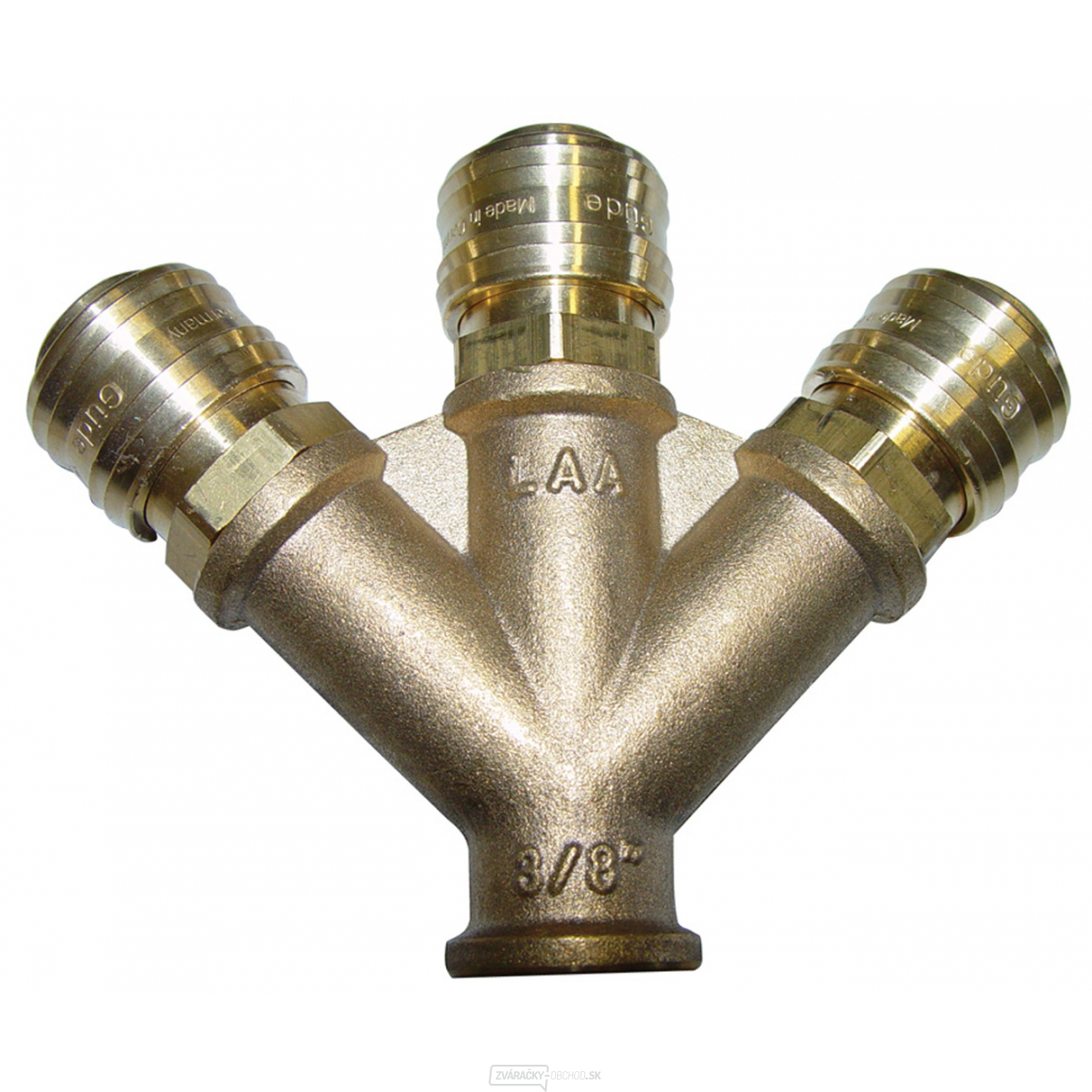 3-cestný rozdeľovač vzduchu s rýchlospojkami (⅜" vnútorný závit)