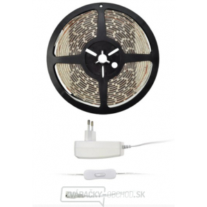 Solight LED svetelný pás s tester, 5m, sada s 12V adaptérom, 4,8W/m, IP65, teplá biela gallery main image