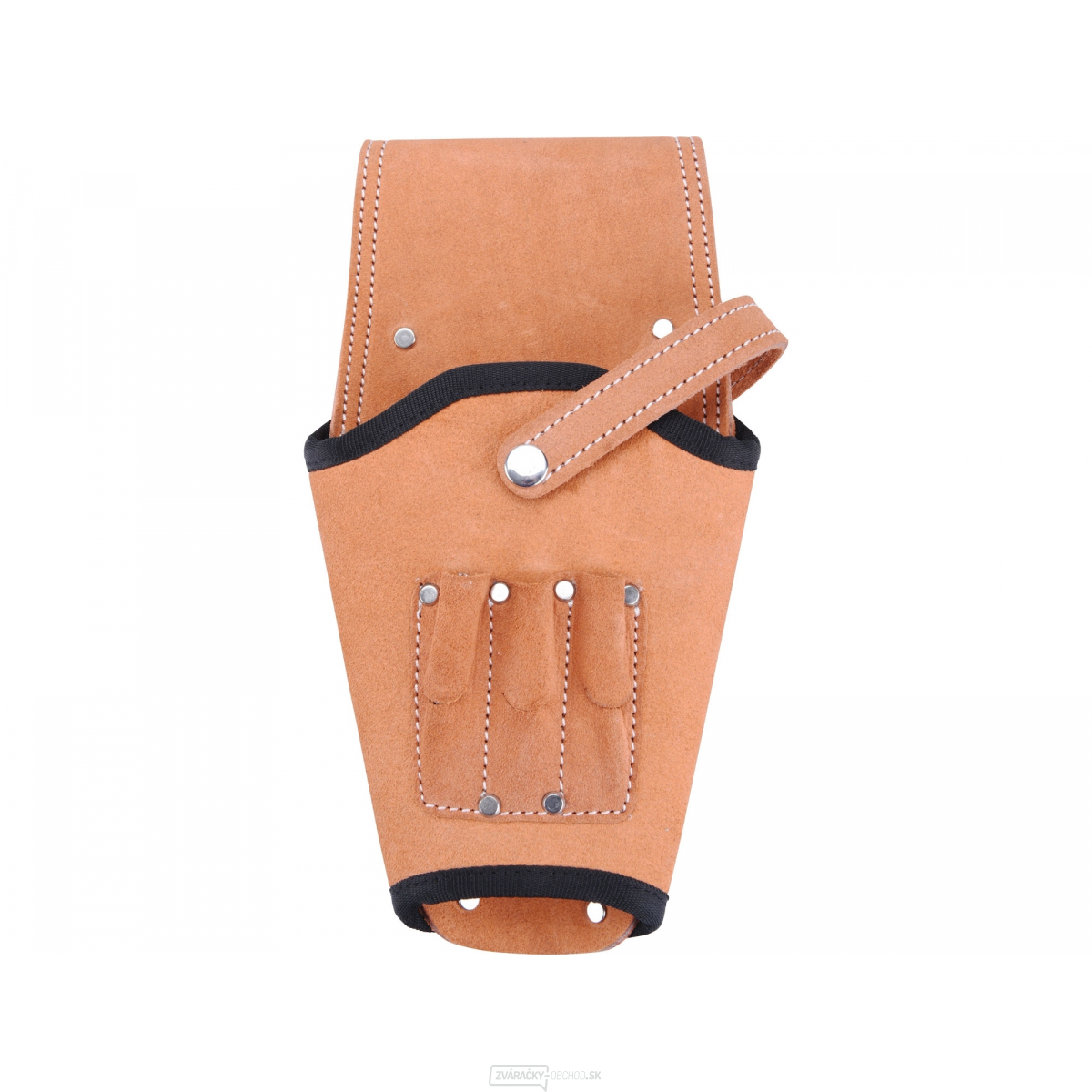 Kožený kufor na vŕtačku, s bezpečnostným popruhom a tromi rukoväťami na bity/vrtáky