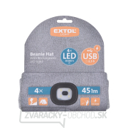 čiapka s čelovkou 45lm, nabíjací, USB, šedá, univerzálna veľkosť náhled