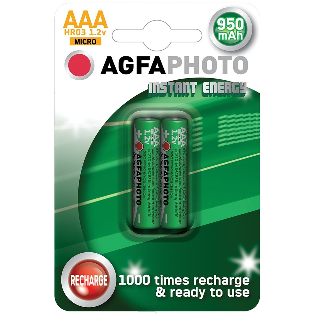 AgfaPhoto-nabité batérie AAA, 950mAh, 2ks