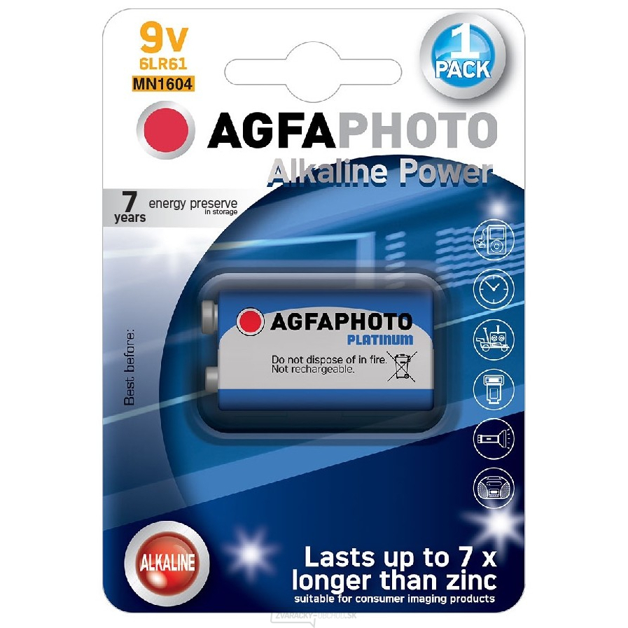 AgfaPhoto Power alkalická batéria 9V, blister 1ks AgfaPhoto Power alkalická batéria 9V, blister 1ks gallery main image