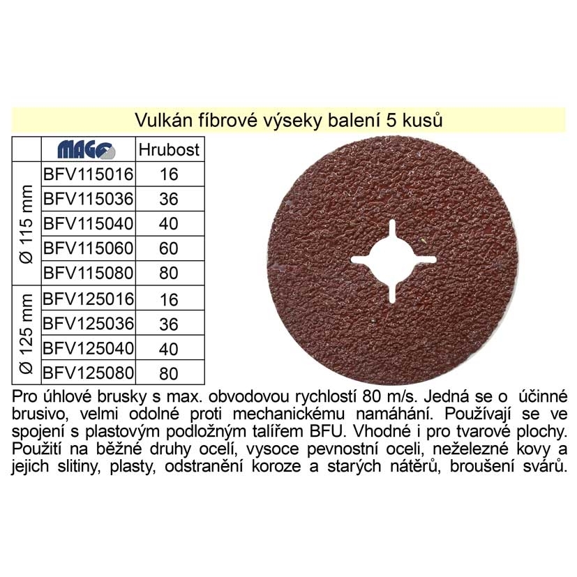 MAGG Brúsny fíbrový výsek 115mm/16, 5ks v bal. gallery main image