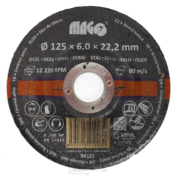 Brúsny kotúč na kov 125x6x22,2mm