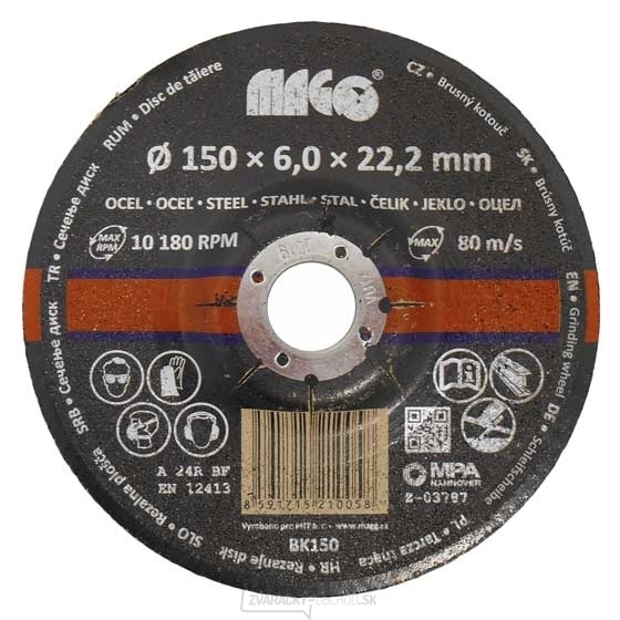 Brúsny kotúč na kov 150x6x22,2 mm 