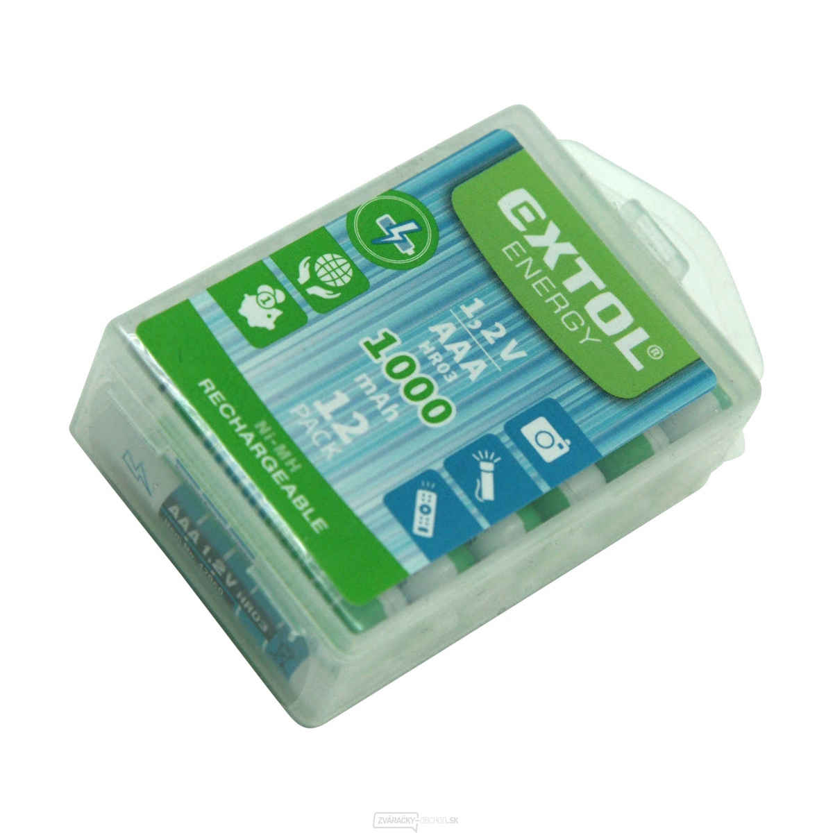 Batérie nabíjacie, 12ks, AAA (HR03), 1,2V, 1000mAh, NiMh