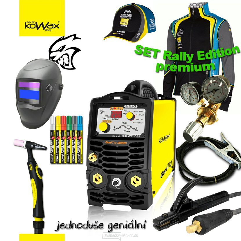 KOWAX GENITIG 200DC ZVÁRACIA INVERTOR DC TIG/MMA + HORÁK + KÁBLE + VENTIL + KUKLA + MIKINA