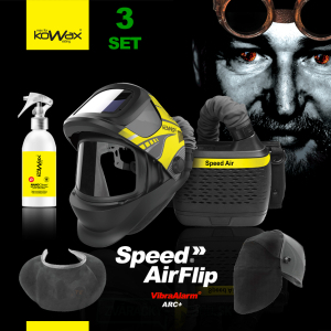 FILTRAČNE VENTILAČNÁ JEDNOTKA KOWAX SPEED AIR S KUKLOU KOWAX FLIP ARC+ČISTIČ KUKEL+CHRÁNIČ KRKU+OCHRANA HLAVY