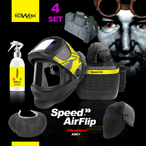 FILTRAČNE VENTILAČNÁ JEDNOTKA KOWAX SPEED AIR+KUKLA FLIP ARC+ČISTIČ KUKEL.+CHRÁNIČ KRKU+OCHRANA HLAVY+TAŠKA