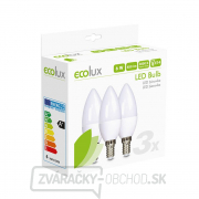 ECOLUX LED žiarovka 3-pack, sviečka, 6W, E14, 3000K, 450L, 3ks Náhľad