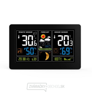 Solight meteostanice, extra veľký farebný LCD, teplota, vlhkosť, tlak, RCC, Usb nabíjanie, čierna gallery main image