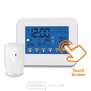 Solight meteostanice, veľký dotykový farebný LCD, vnútorná/vonkajšia teplota, vlhkosť, biela