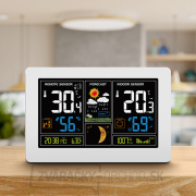 Solight meteostanice, extra veľký farebný LCD, teplota, vlhkosť, tlak, RCC, USB nabíjanie, biela Náhľad
