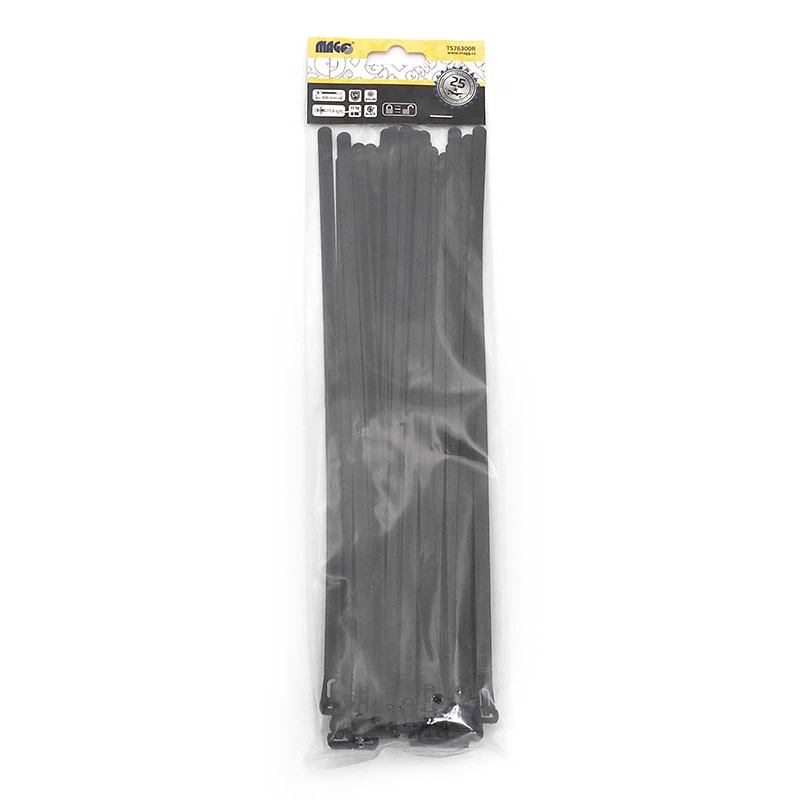 Sťahovacie pásky 7,6x300mm čierne/25ks - rozopínací