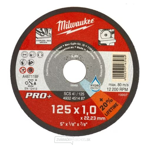 Milwaukee Rezný kotúč na tenký kov PRO + 125x1.0x22,23mm - 1ks