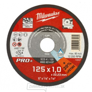 Milwaukee Rezný kotúč na tenký kov PRO + 125x1.0x22,23mm - 1ks