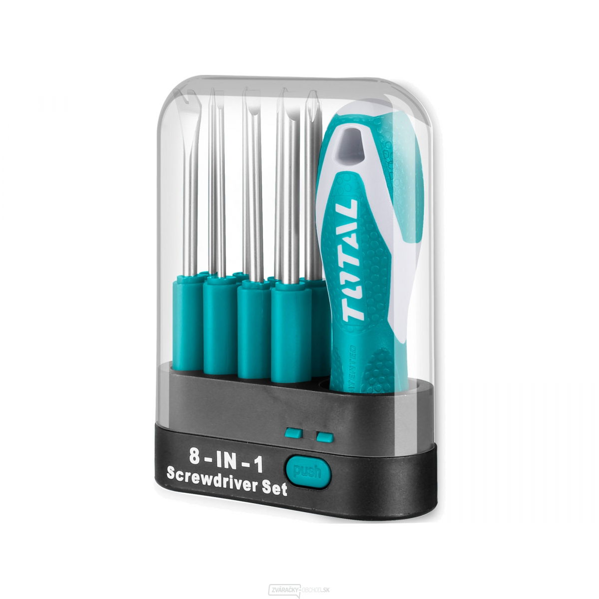 Skrutkovač s výmennými nadstavcami, sada 9ks, 3ks SL3x65, SL5x65, SL6x65, 3ks PH0x65, PH1x65, PH2x65, 1ks 5x65 odstraňovač h