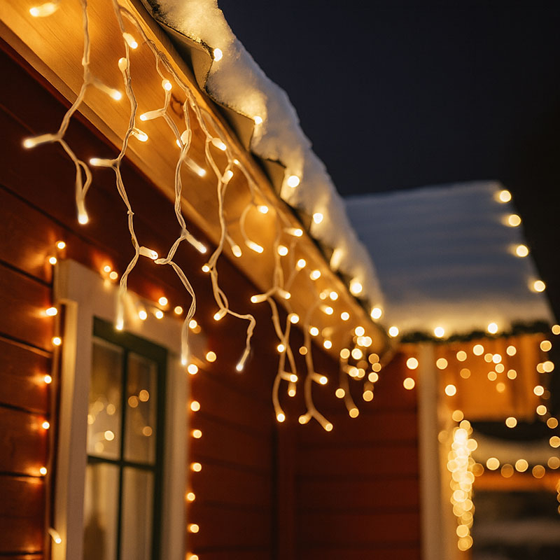 Solight LED vianočný prívesok, rampúchy, 120 LED, 3m x 0,7m, 6m vedenie, vonkajšie, teplé biele svetlo, pamäť, časovač