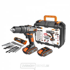 Aku príklepová vŕtačka 20V Worx orange WX371.10, 2x 2.0Ah + kufor - PowerShare