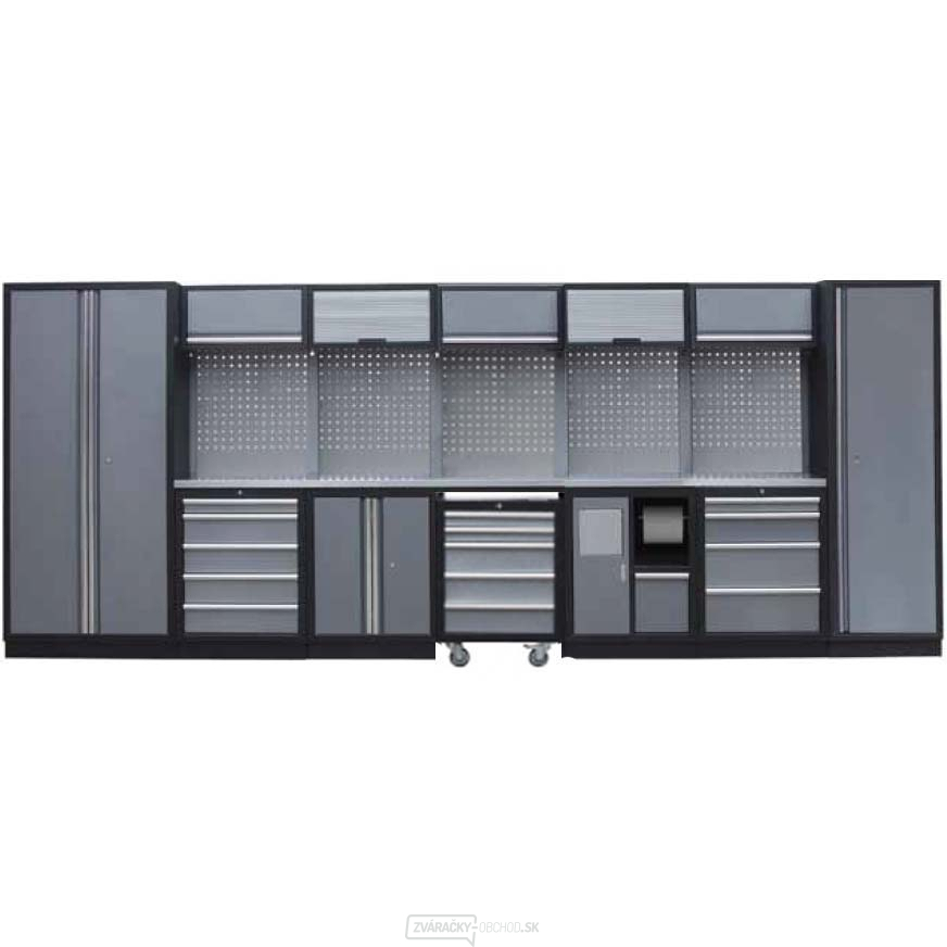 Zostava dielenského nábytku Procarosa PROFI XL Pracovná doska: nerezová, Hmotnosť: 477 kg