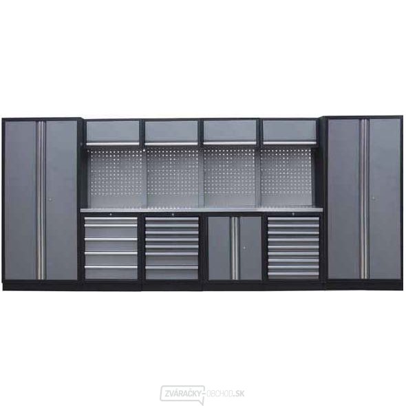 Zostava dielenského nábytku Procarosa PROFI L-III Pracovná doska: nerezová, Hmotnosť: 460 kg