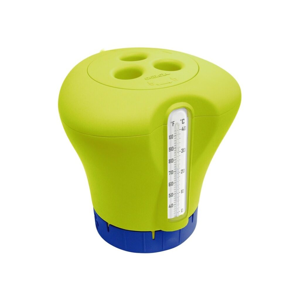 Plavák na chlór s teplomerom - žltozelená