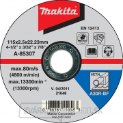 Makita Rezný kotúč na oceľ 230x2,5x22mm A-85335 gallery main image