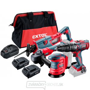 Sada aku náradia SHARE20V v taške, 7ks - vŕtačka, uhlová brúska, chvostovka, excentrická brúska, 2x batéria Sada aku náradia SHARE20V v taške, 7ks - vŕtačka, uhlová brúska, chvostovka, excentrická brúska, 2x batéria gallery main image