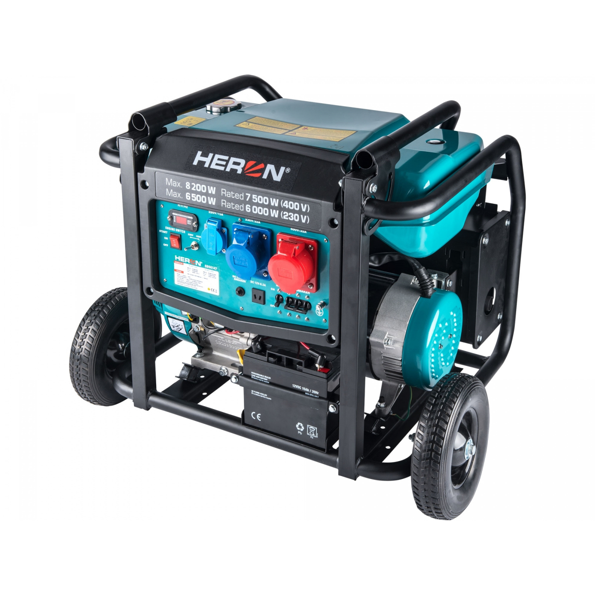 Elektrocentrála benzínová 17HP/8,2kW/10,25kVA (400V), 6,5 kW (230V), podvozok, elektrický štart