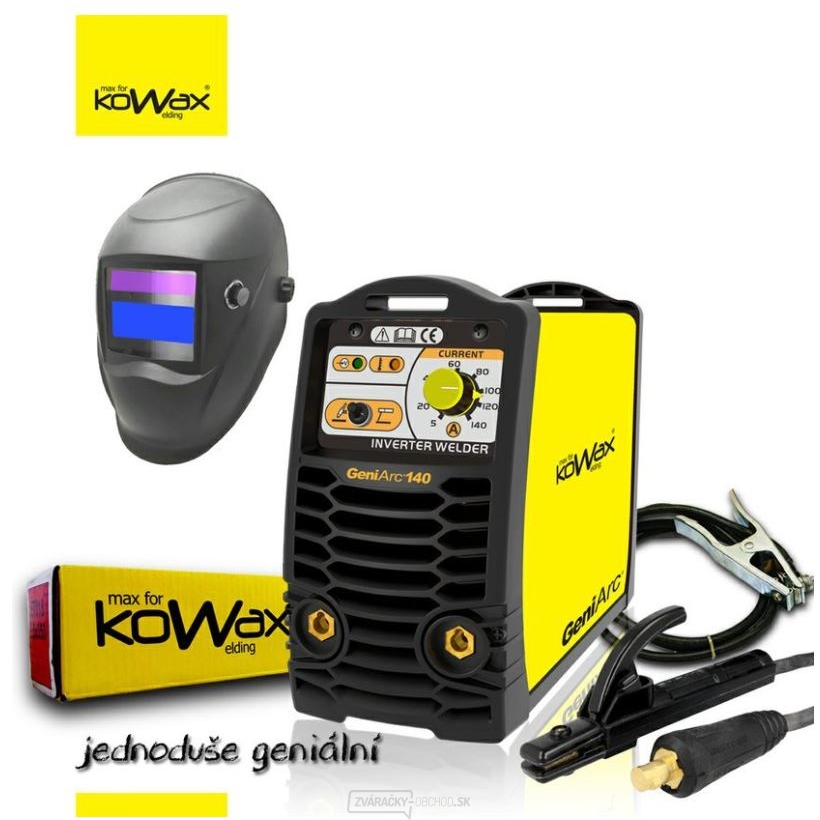 KOWAX® GeniArc®140 Navarovacia. invertor MMA/TIG, set 03a + 3m káble + kukla + elektródy 2,5mm/2,5kg