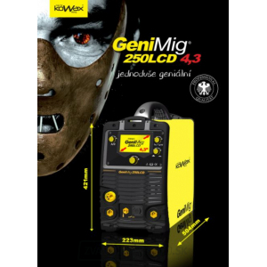 SET GeniMig 250 LCD 4,3 + horák 260A 4m + redukčný ventil ECO + kukla + drôt 5kg + Separ. sprej + podvozok + tlaková fľaša CO2 gallery main image