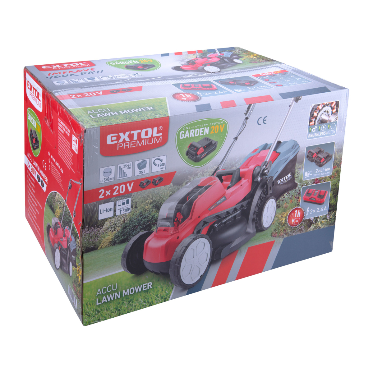 Kosačka aku bez pojazdu, BRUSHLESS, 20V Li-ion, 2x2000mAh Náhľad