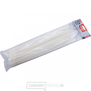 Pásky sťahovacie na káble EXTRA, biele, 370x7,6mm, 50ks, nylon PA66