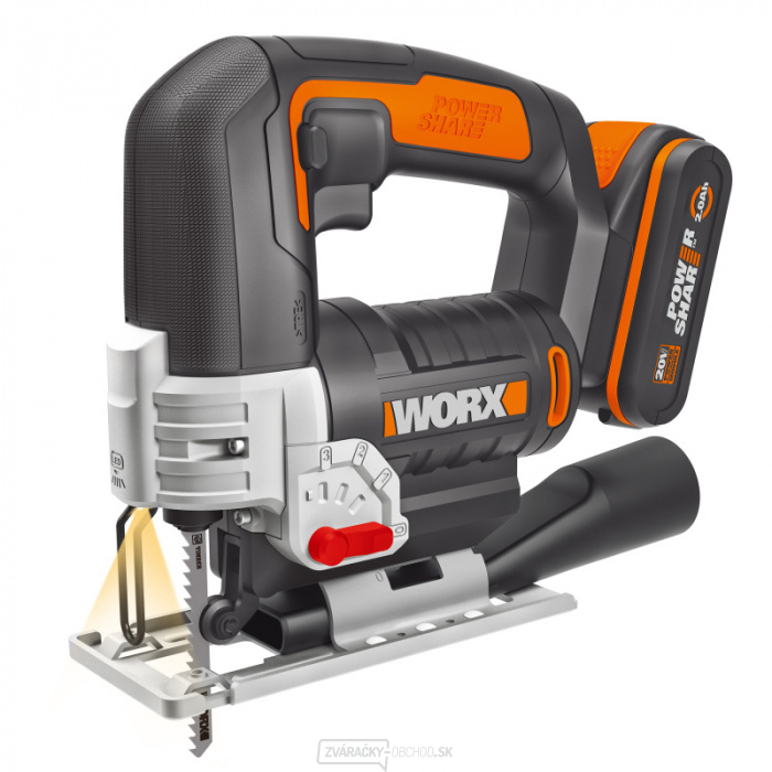WX543 - Aku priamočiara píla 20V, 1x2.0Ah - Powershare