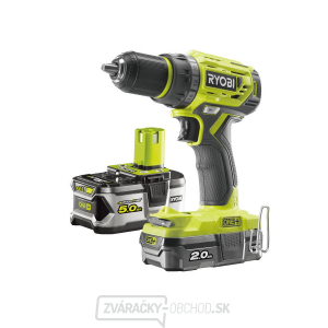 Ryobi R18DD7-252S aku bezuhlíkový 18 V skrutkovač/vŕtačka + 1x 2Ah + 1x 5Ah batéria + nabíjačka ONE +