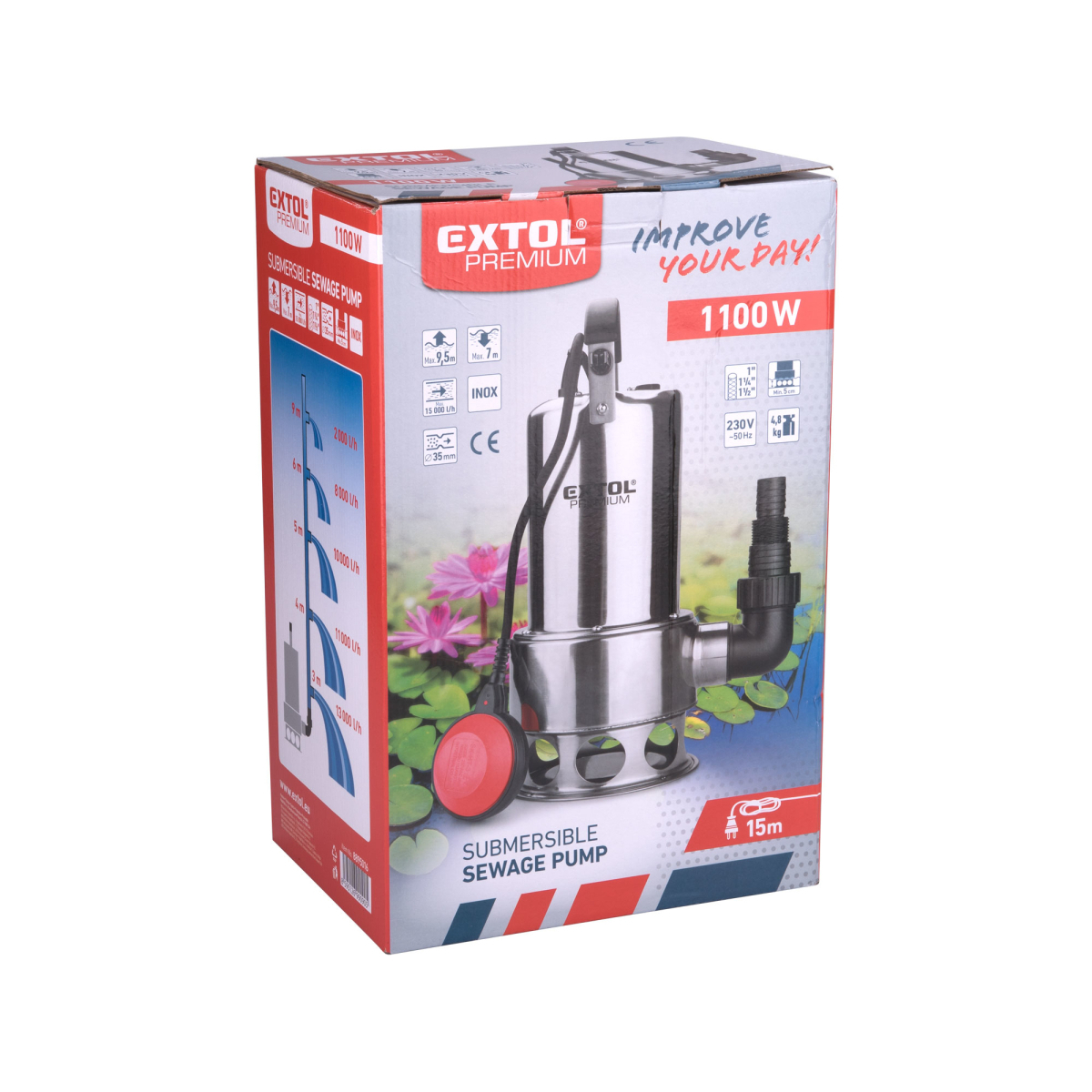 Kalové čerpadlo Extol Premium 1100W, 1600l/h, 15m kábel Náhľad