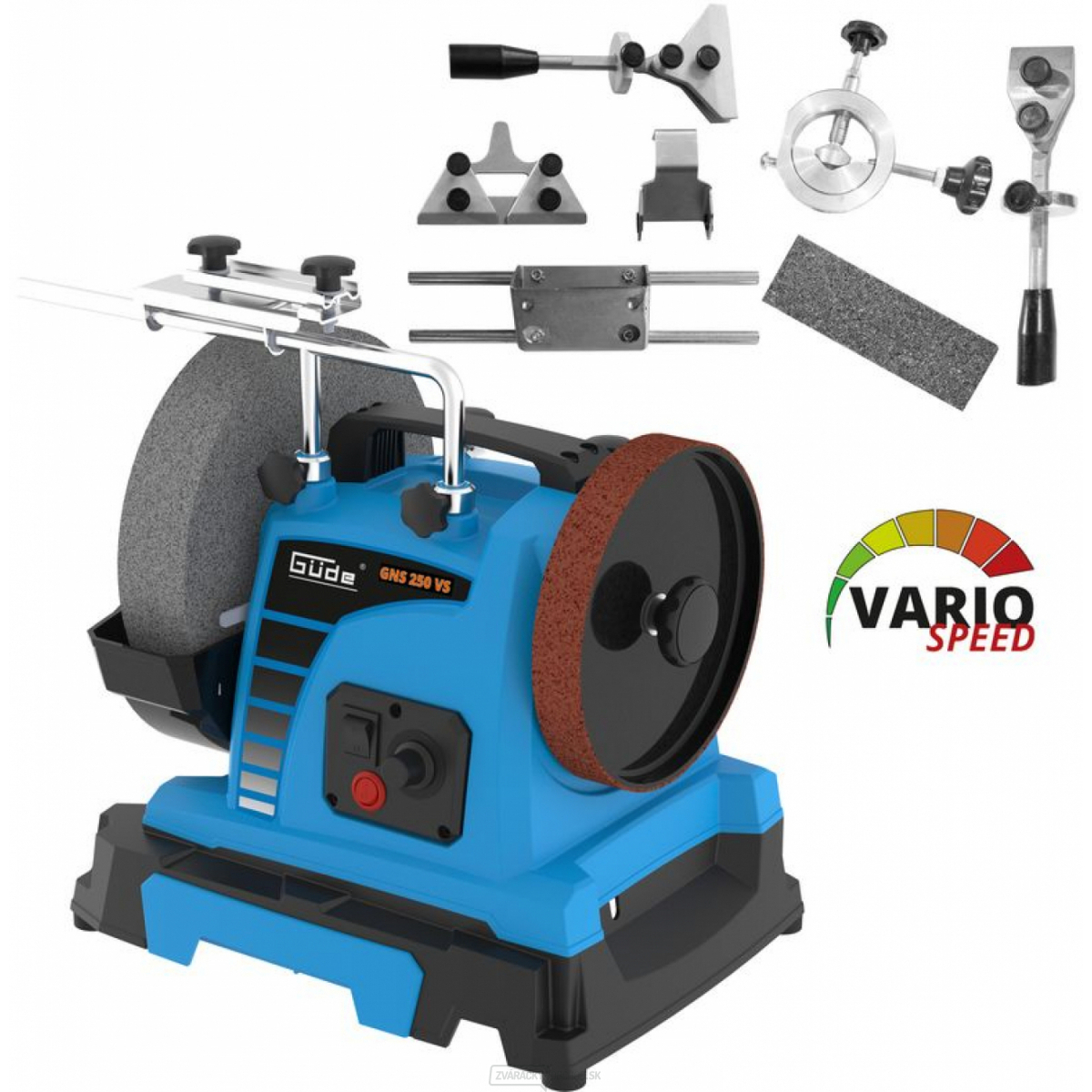 Stolová kombinovaná brúska GNS 250 VS, 8dielna sada