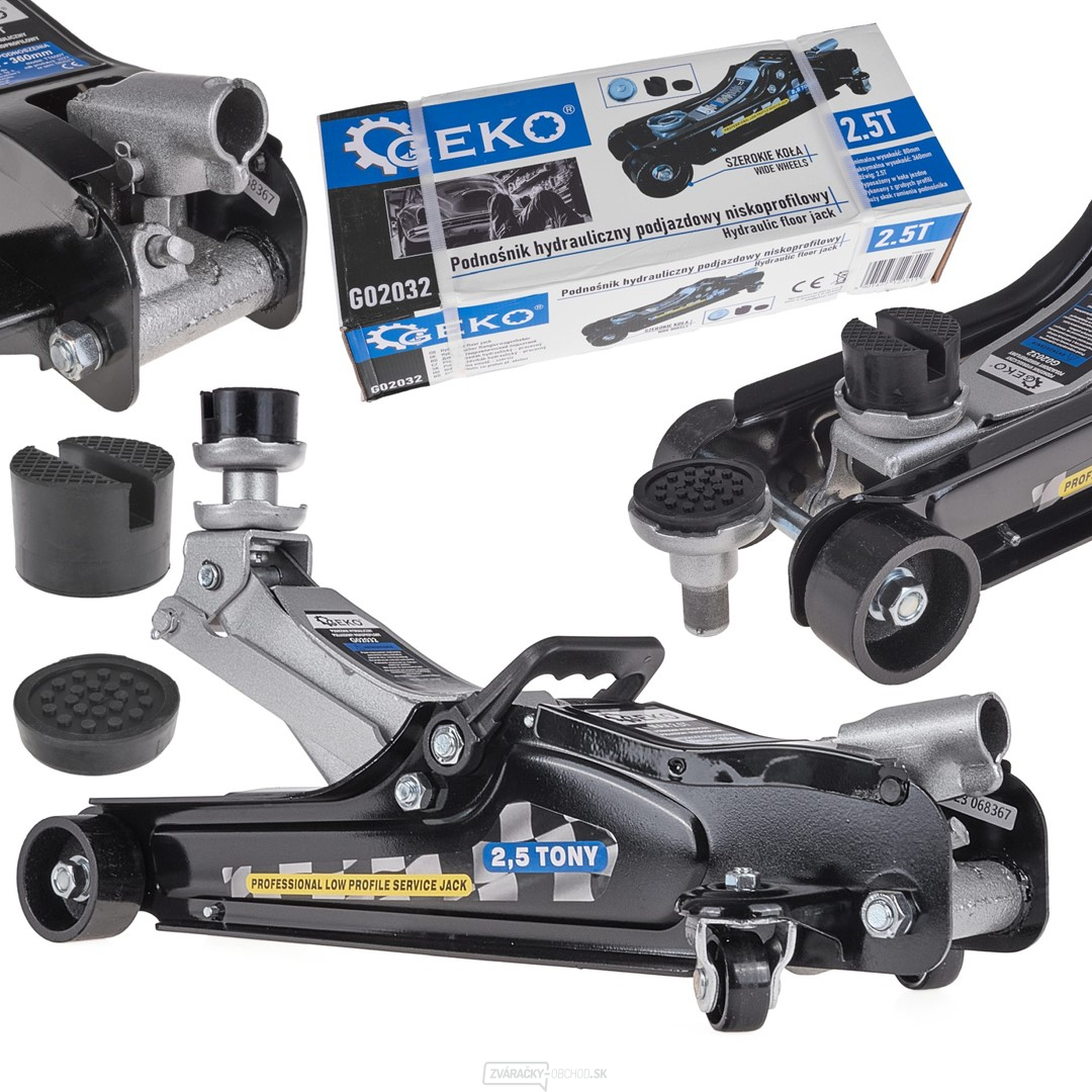 Pojazdný hydraulický zdvihák 2,5t, nízkoprofilový, 80 - 360 mm