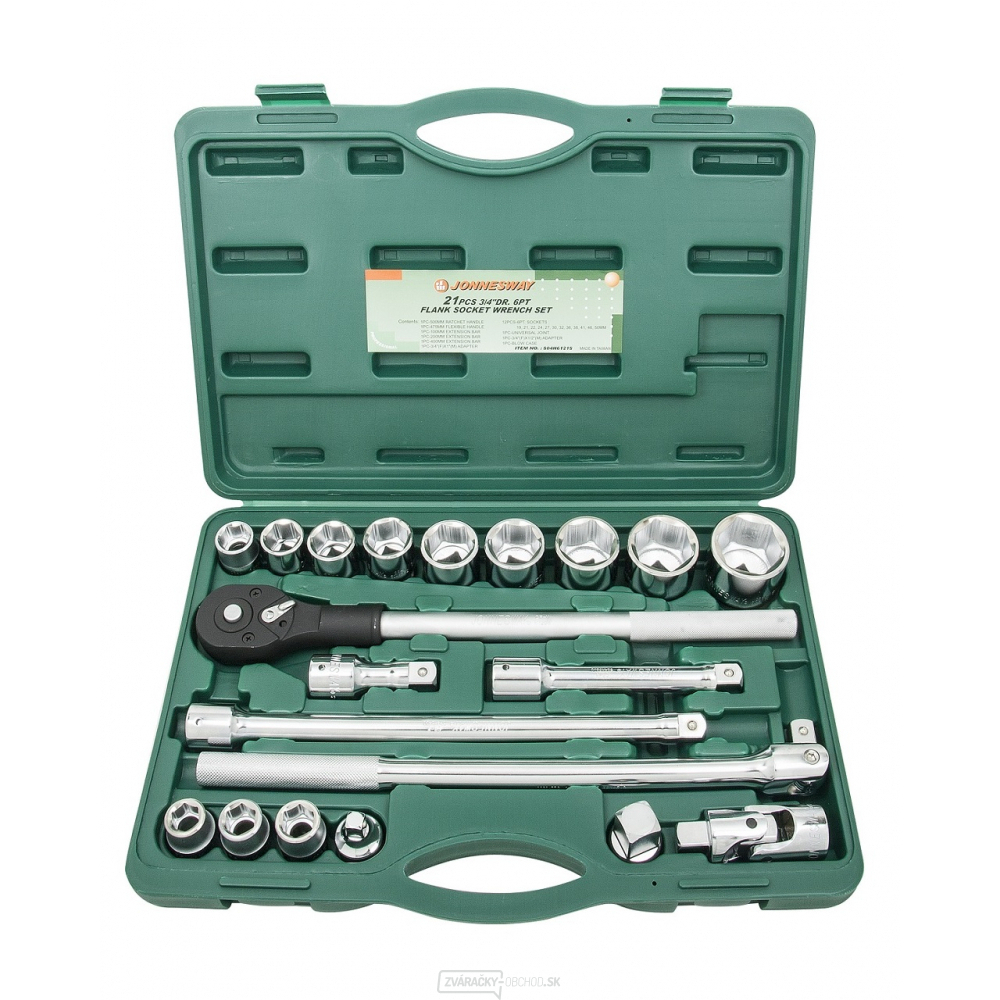 Gola sada JONNESWAY S04H6321S 3/4", 6-hranné hlavice - 21 ks