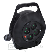 Solight predlžovací prívod na bubne, 4 zásuvky, 10m, čierny kábel, 3x 1,0mm2 gallery main image