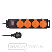 Solight predlžovací prívod IP44, 4 zásuvky, gumový kábel, vypínač, vonkajšia, 10m gallery main image