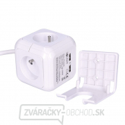 Solight predlžovací prívod - kocka, 4 zásuvky 230V + 2x USB max. 2400mm, kábel 2m Náhľad