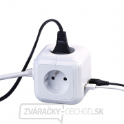 Solight predlžovací prívod - kocka, 4 zásuvky 230V + 2x USB max. 2400mm, kábel 2m Náhľad