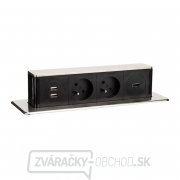 Solight USB výsuvný blok zásuviek, 2 zásuvky + HDMI + USB, nerez + plast, 3 x 1mm2, strieborný gallery main image