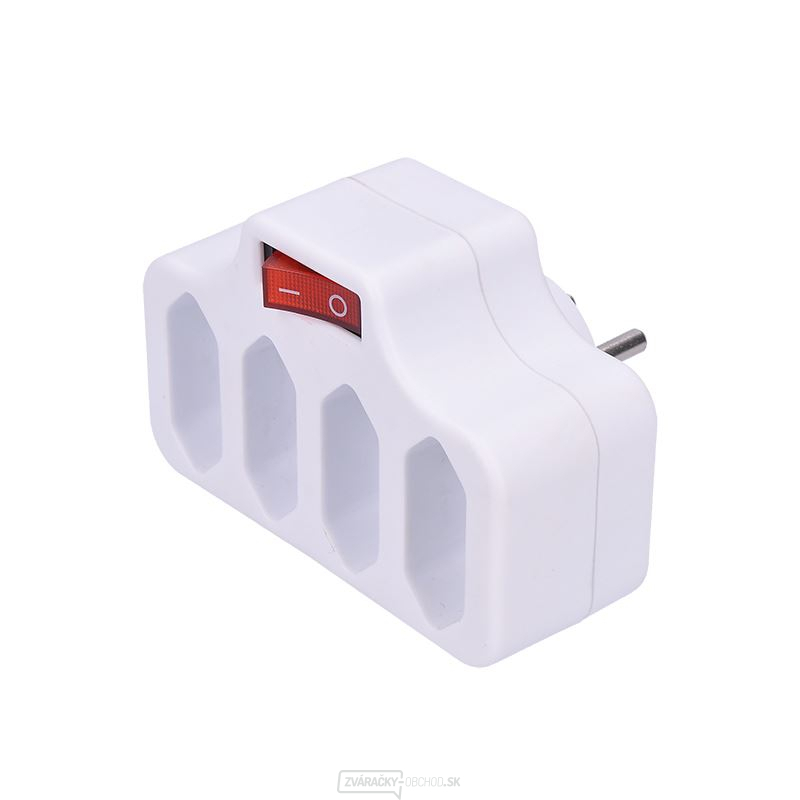 Solight rozbočka, 4 x 2,5A, biela, vypínač