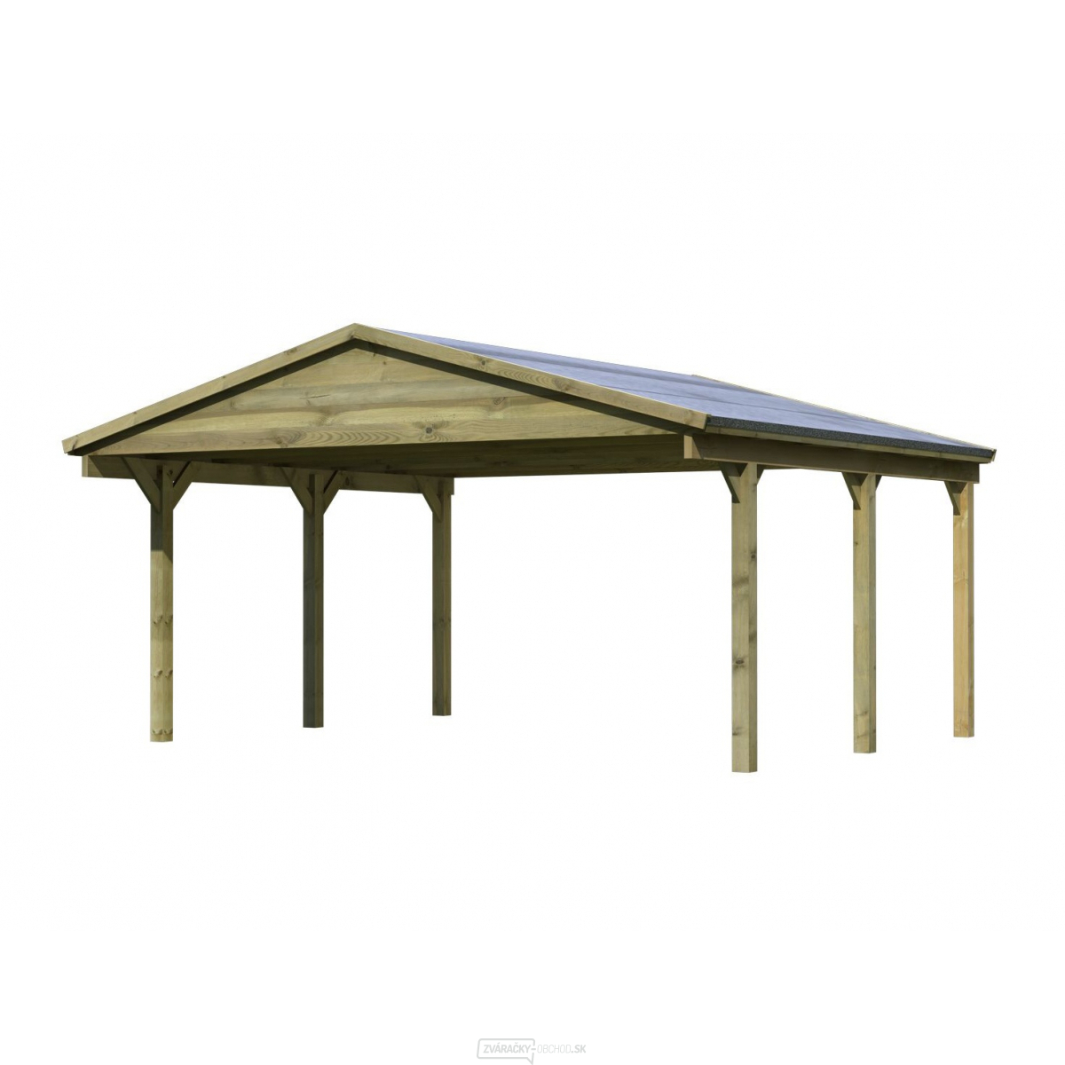 Carport Drevený prístrešok na 2 autá so sedlovou strechou KARIBU SATTELDACH 3 43470