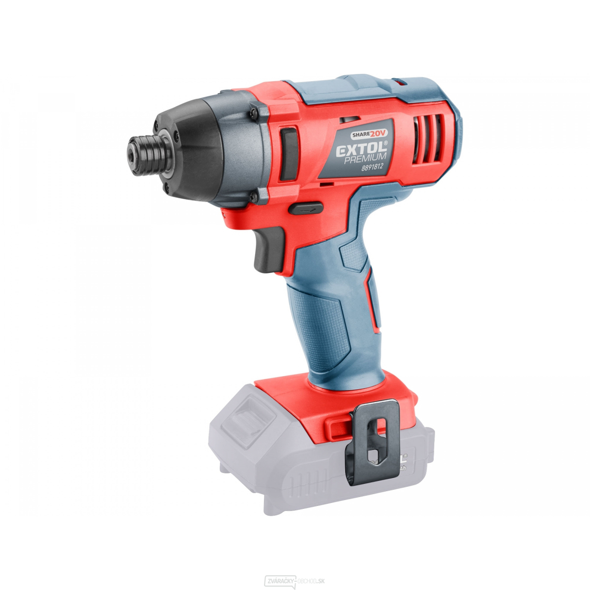 Rázový uťahovač EXTOL Premium 1/4" aku SHARE20V, 20V Li-ion, bez batérie a nabíjačky